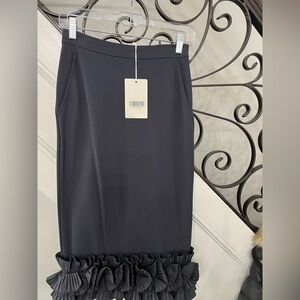 Max Mara Black Ruffled hem Pencil Skirt